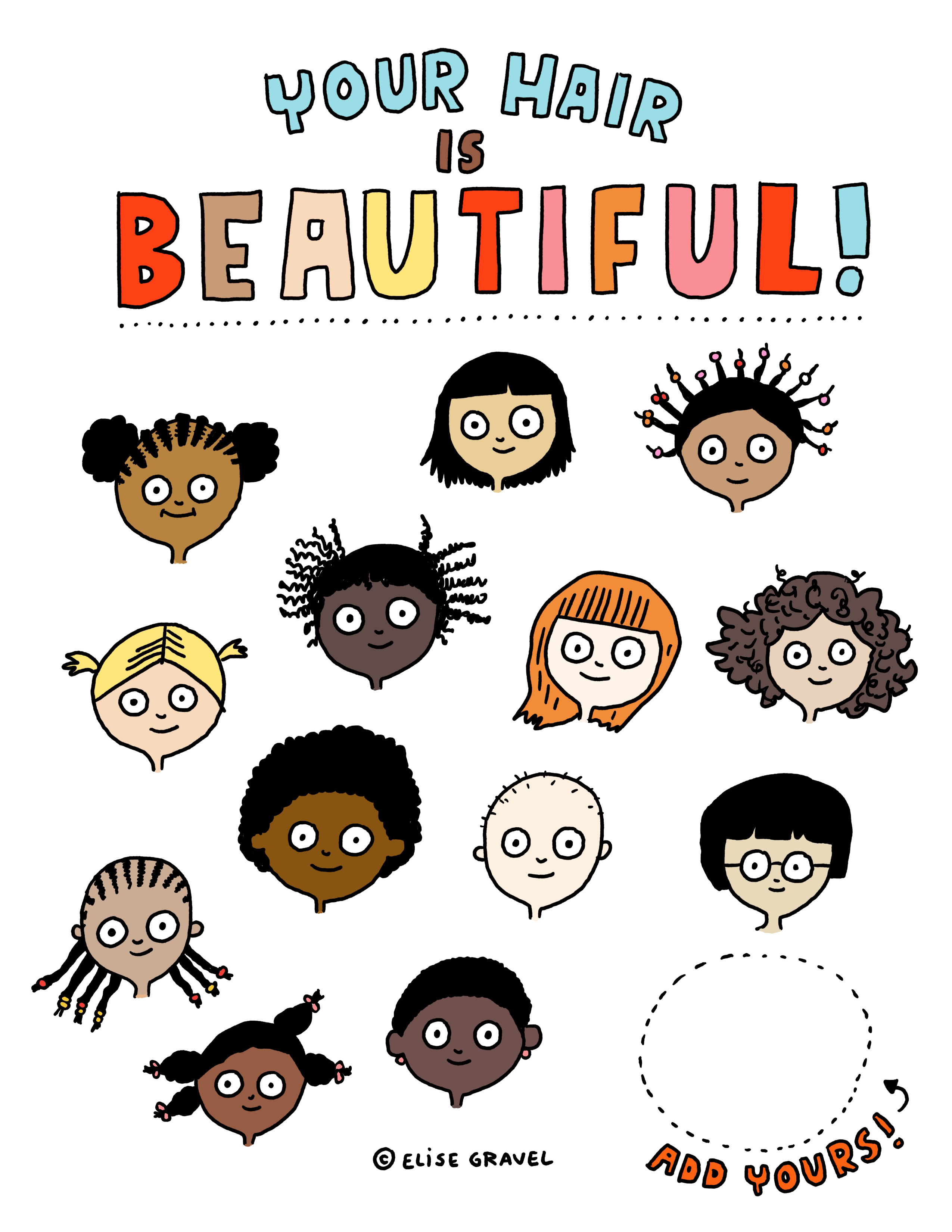 Your hair is beautiful! - Free printable | Elise Gravel